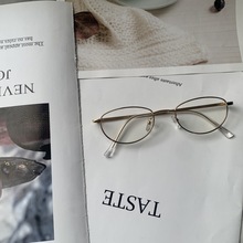 日系文艺金属猫眼眼镜女椭圆复古素颜纯欲眼镜框可配散光近视