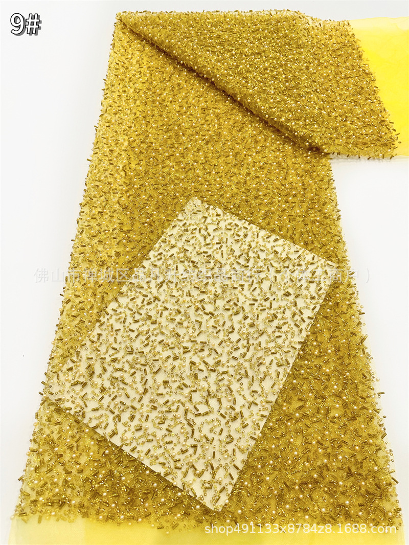 Polvo de oro rociado pieza de tubo de arroz pieza de tela bordada moda fresca vestido de moda gorra de tela de malla sequinada