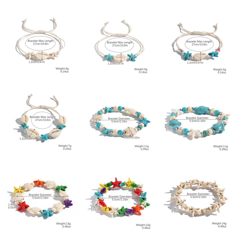 Bohemian woven bracelet in ins style, cross-border ocean vacation series, natural shell, starfish, and sea turtle bracelet Bohemian woven bracelet in ins style, cross-border ocean vacation series, natural shell, starfish, and sea turtle bracelet