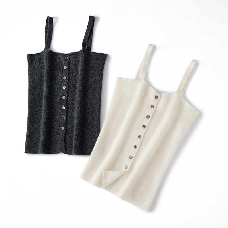 Casual Korean Style 100 Pure Cashmere Suspender Elegant Knitted Slim Fit Warm Inner Layering Top Layered Vest