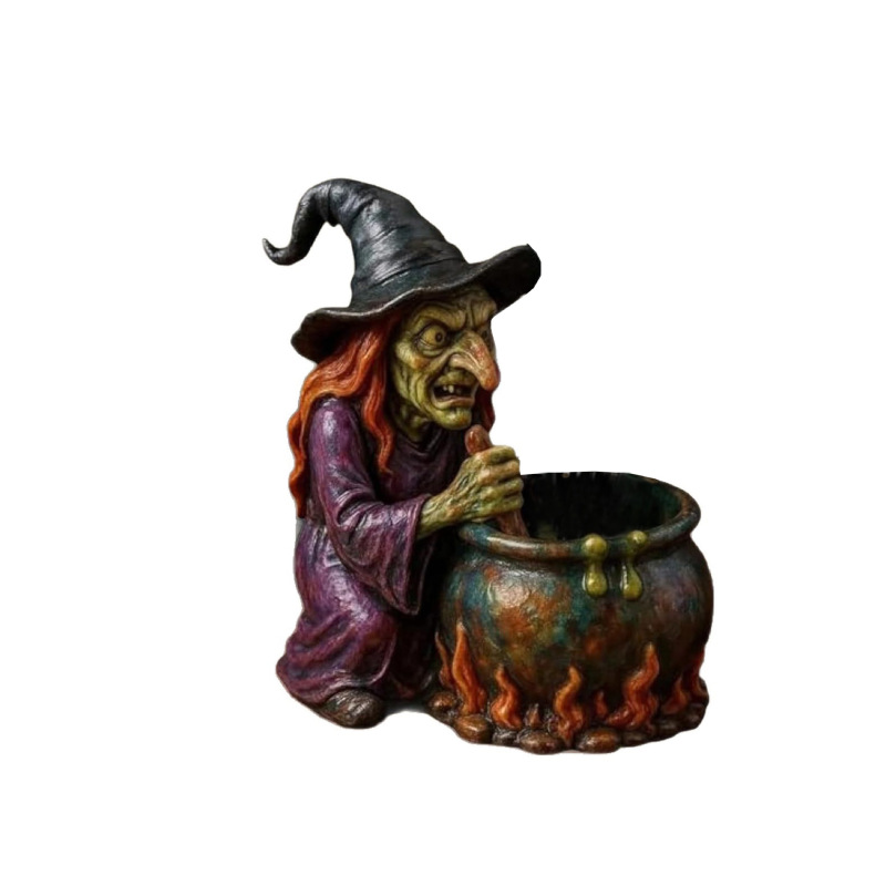 跨境万圣节哥特式Magic Witch Cauldron Pen Holder魔法女巫笔筒|undefined