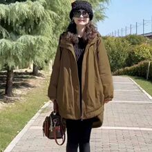 中长款加绒加厚克服2025秋冬季新款宽松显瘦大码风衣外套