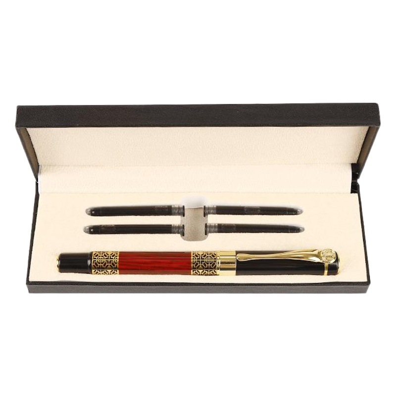 Cross-border source imitation wood grain Iridium gold pen business metal signature pen creative creative gift art pen set