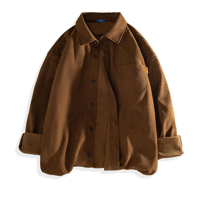 Модная брендовая бархатная рубашка с длинными рукавами в японском стиле, мужская повседневная фитильная рубашка, универсальное пальто, Новинка осени и зимы 2020