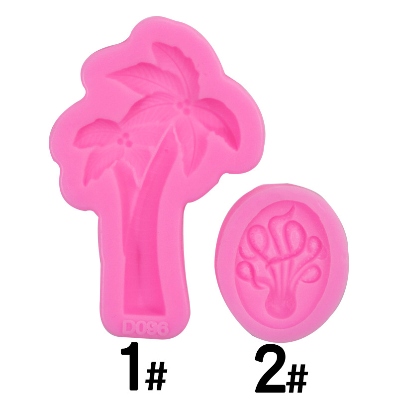 Seaside estilo árbol de coco hornear decoración molde mini pulpo DIY chocolate galleta líquido molde de silicona