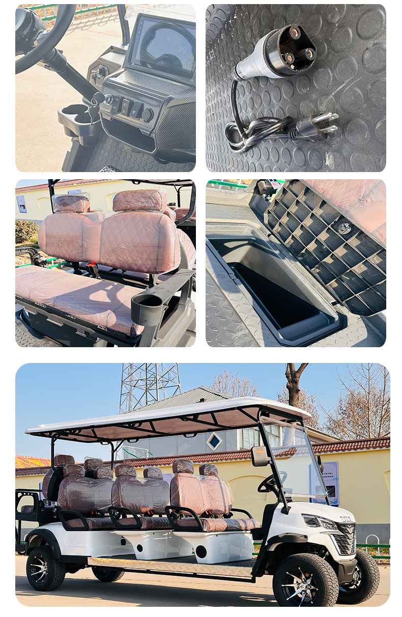 4-6-8 Seat Foreign Trade Export Manufacturer's New Four-Wheel Electric Golf Cart for Tourist Areas and Sightseeing