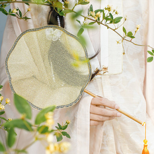 [wholesale order] thin gold tapestry fan Suzhou gift fan craft fan Chinese style tapestry fan