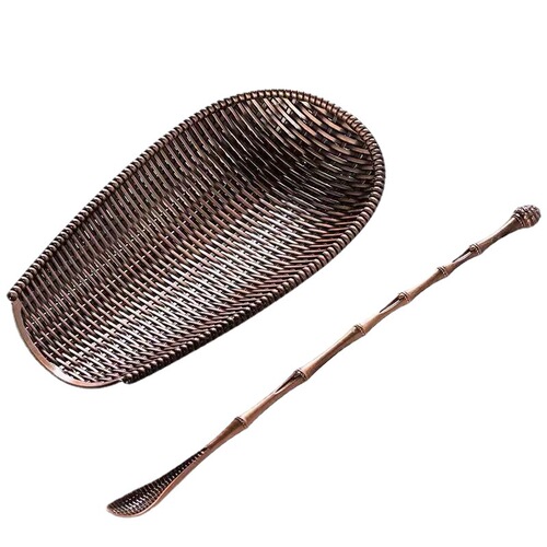 Alloy metal bamboo woven tea handmade teaspoon tea lotus tea appreciation tea ceremony six gentlemen spare parts kung fu tea set accessories