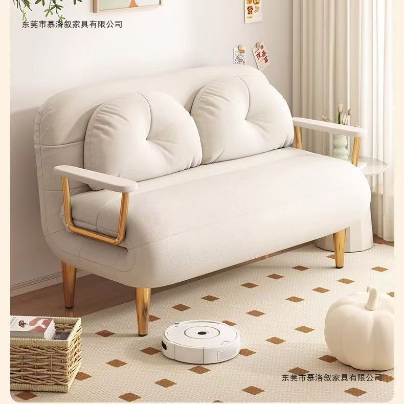 Sofa bed, foldable, dual-purpose, for living room or study, extendable, multifunctional, cream-colored, single-seater sofa, suitable for small apartments, multifunctional