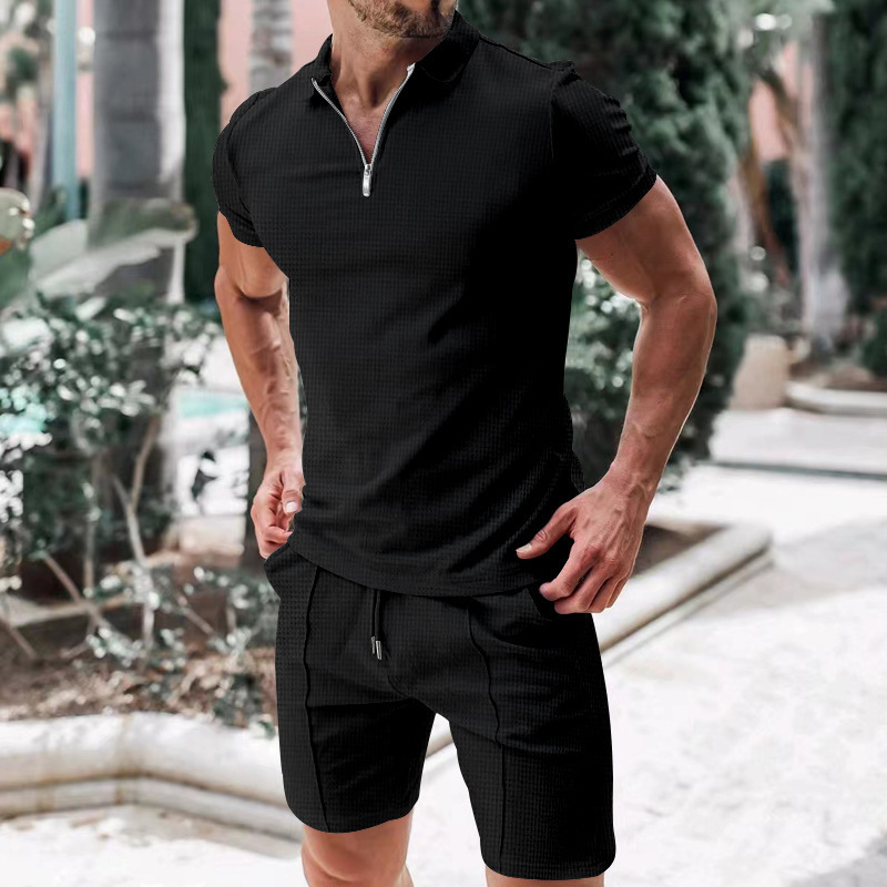 455g Weight Short Sleeve Sleeve Length Polyester Fabric Type Shorts Sets Sets Type 2 Pieces Set Quantity Casual, Daily, Sports Occasion Turndown Neckline Regular Fit Fit Type Solid Color Pattern Summer Season Men's Gender Basic Style Men's Solid Color Basic Turndown Short Sleeve Regular Fit Men's Sets 11