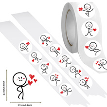 500张/卷 卷卷贴平板装饰手账水杯手机壳卡通火柴人系列贴纸PVC贴