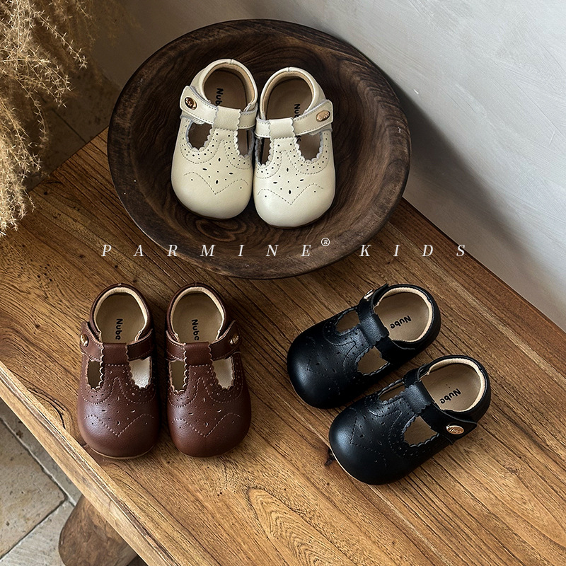 First-Layer Cowhide Baby Girl Toddler Shoes Small Leather Shoes Simple Autum New Girls Soft-Soled Princess Shoes Dropshipping