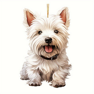 2D PVC West Highland White Terrier Car Mirror Hanging, Cartoon Dog Backpack Hanging, Couple Gift, St.