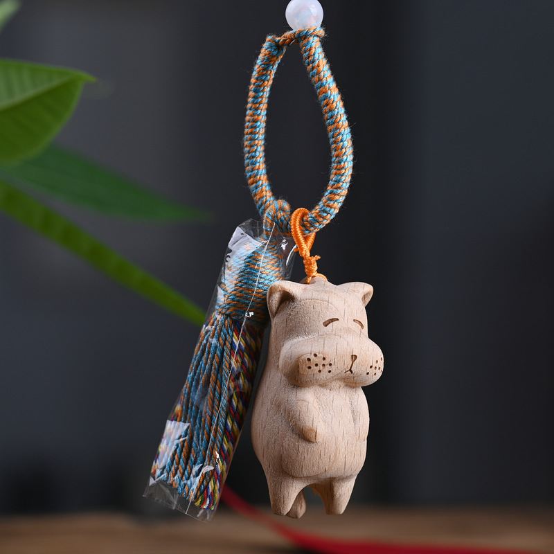 メーカー卸売ブナ材猫キーホルダー招き猫バッグペンダント漫画ハンドルアクセサリーアクセサリーペンダント|undefined