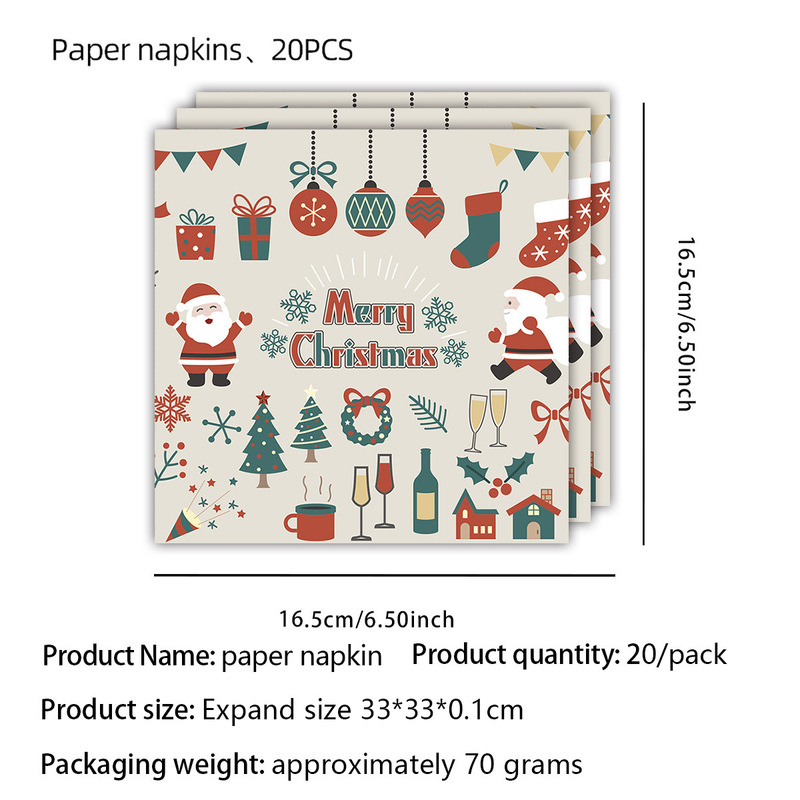 新しいクリスマスサンタクローステーマ子供パーティー食器用品使い捨て紙コップティッシュ紙皿装飾|undefined