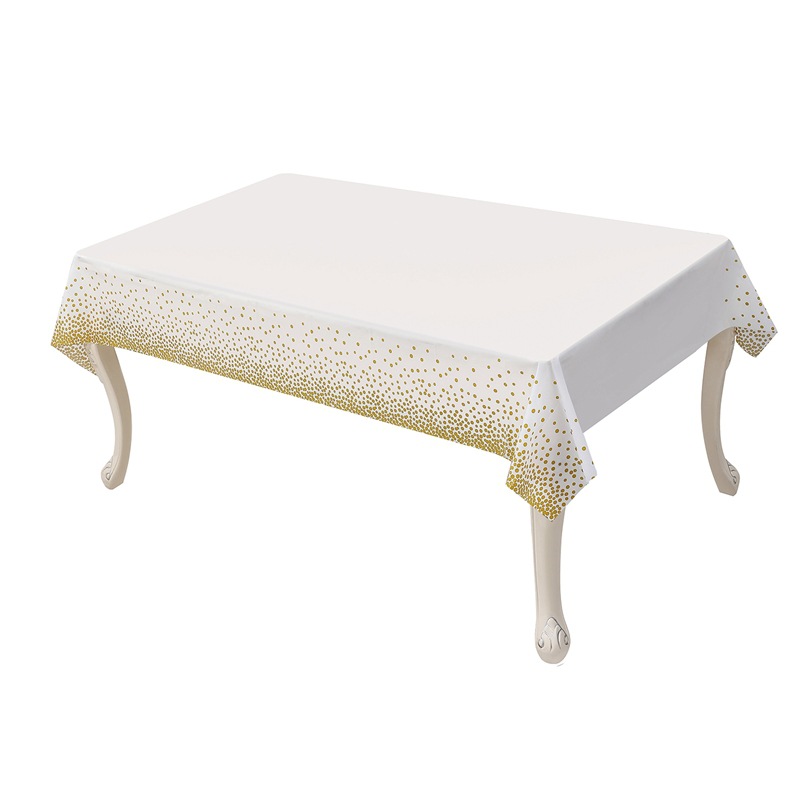 PEVA White Golden Dot mantel rectangular impermeable y a prueba de aceite adecuado para fiesta de picnic fiesta