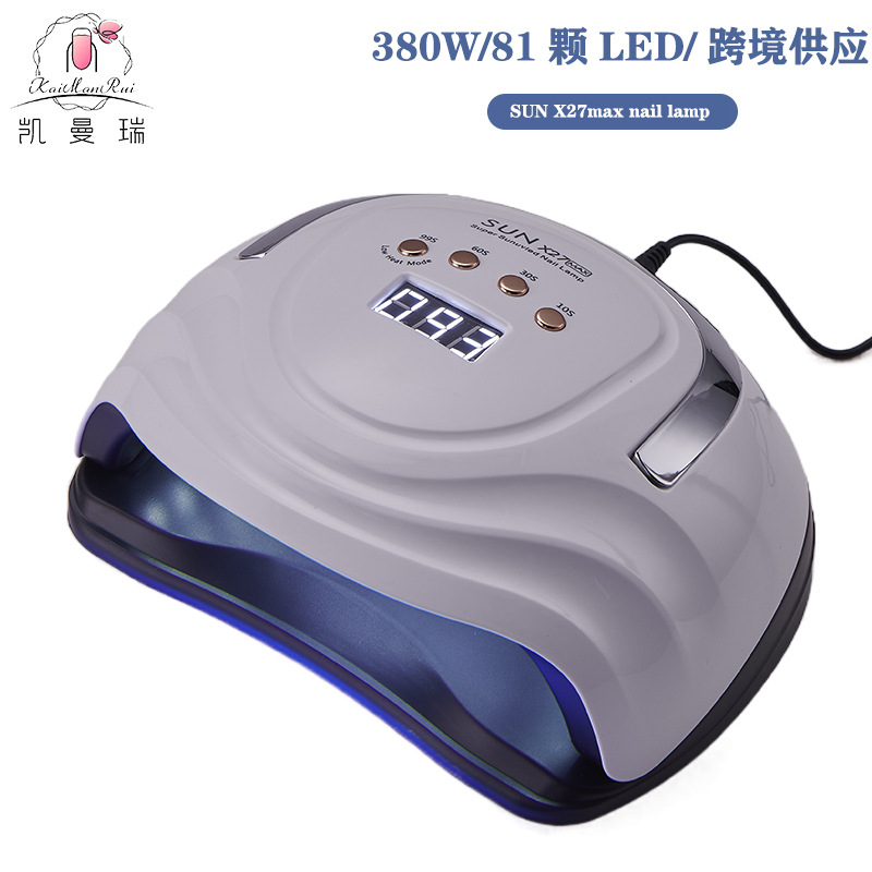 Lámpara de manicuras transfronteriza de alta potencia 380W con lámpara de pegamento de manicuras portátil, lámpara de horneado de manicuras, lámpara de fototerapia inteligente especial para secado rápido