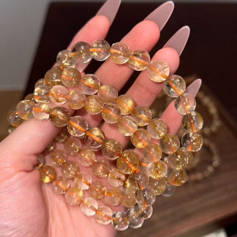 巧恩珠宝天然金发晶手链晶体通透发丝清晰散珠手串水晶手链工厂|undefined