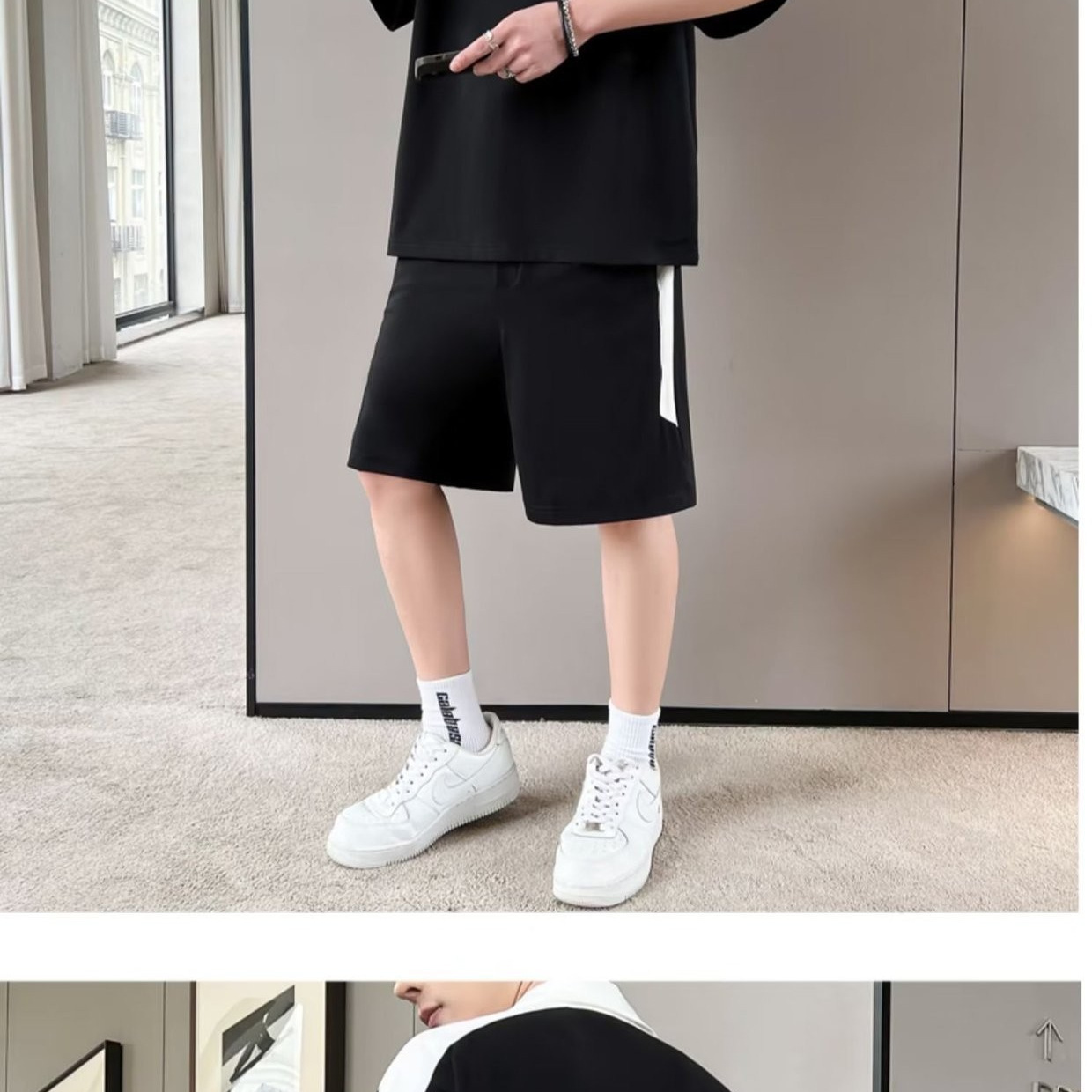 2024 Estilo de Hong Kong Traje deportivo coreano de verano Camiseta suelta para niños Pantalones simples de cinco puntos de manga corta para estudiantes Sentido avanzado