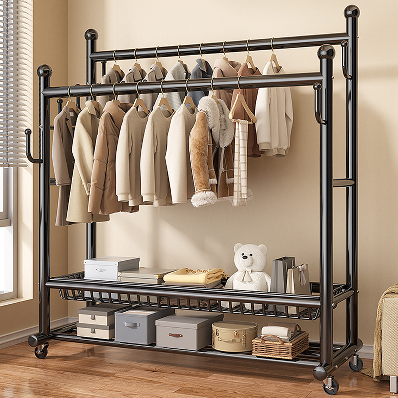 Floor-Standing Clothes Rack, Bedroom Coat Rack, Indoor Clothes Hanger, Room Clothes Rack, Household Clothes Drying Rack, Thickened and Reinforced