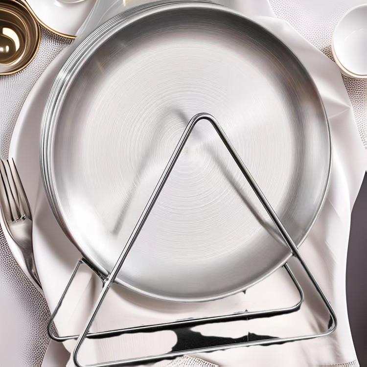 Light Luxury Stainless Steel Bone Plate with Base Storage Rack, Round Snack Bone Dish, Food-Grade 304