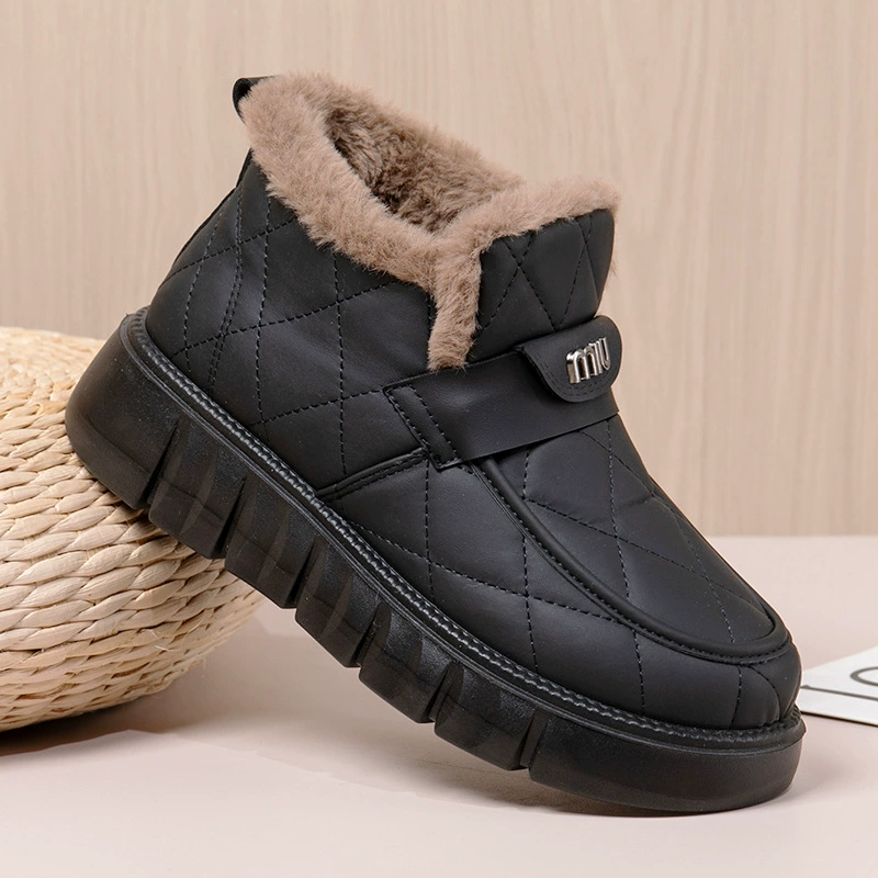 Women’s winter ankle boots platform, plush lining, PVC or polyurethane, sizes 35–42