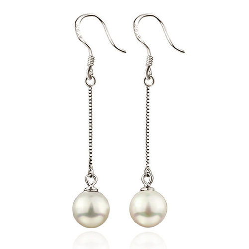 Kuaishou elegant women's long earrings women's imitation pearl and oyster silver earrings princess versatile ear hook earrings