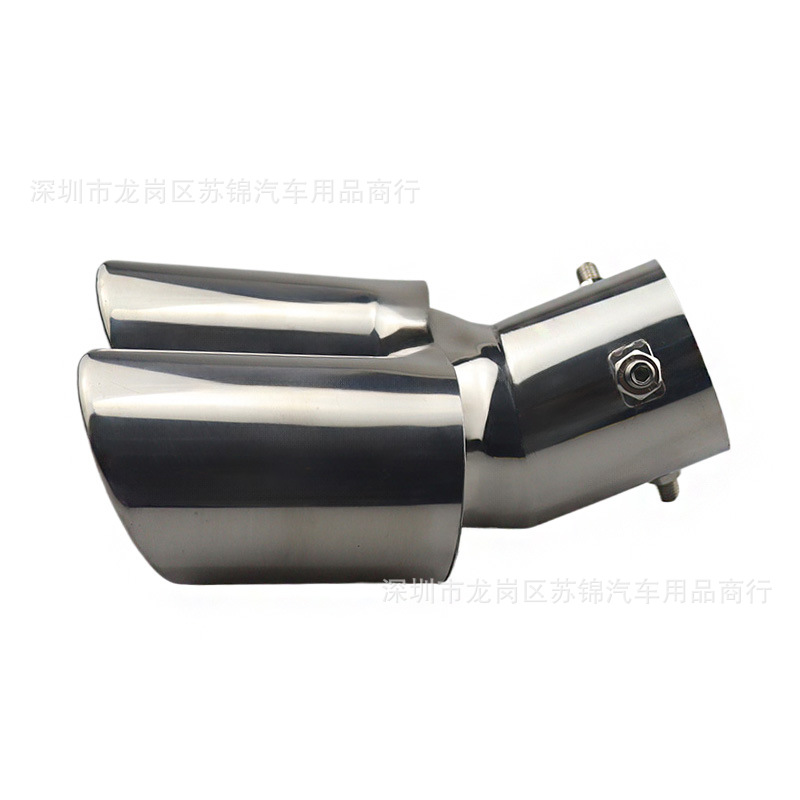 Car Modification Universal One-Out-Two Matte Black Tail Pipe 63mm Double-Out Tail Pipe Muffler Stainless Steel Exhaust Pipe