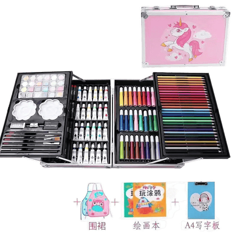 ブラシ子供用お絵かきボードギフト水彩ペン絵画セット洗えるカラーペン絵画カラーブラシクレヨンオイルパステル|undefined