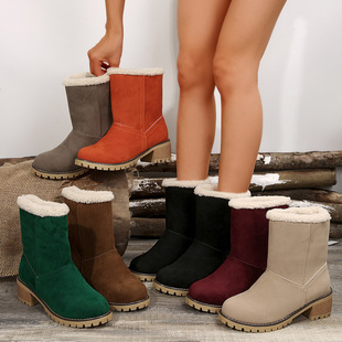 Cross-border European and American Mao Mao turn-up women's boots foreign trade autumn and winter wool plush short boots women's boots plus size fleece-lined women's martin boots