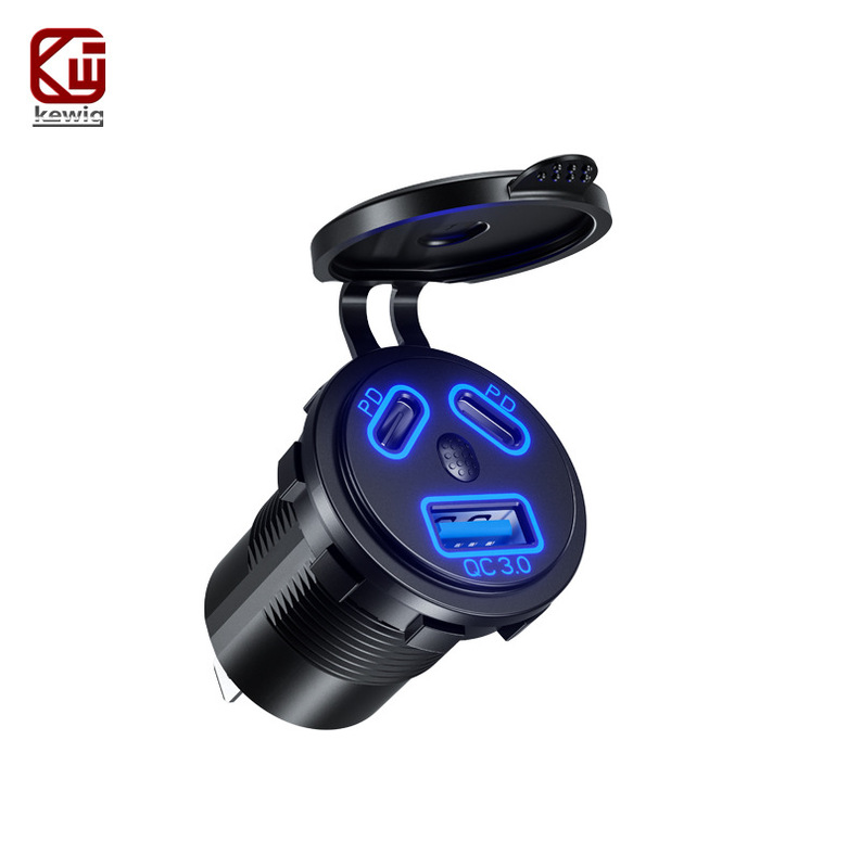 Kaiweige new expression bag double PD fast charging 45W fast charging car modified USB charger waterproof