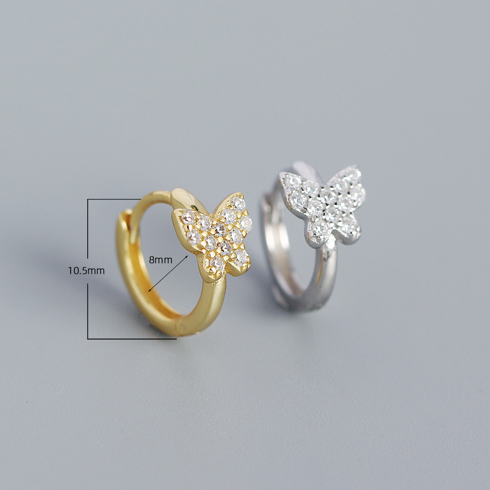 Sweet Butterfly Sterling Silver Plating Rhinestones Earrings 1 Pair