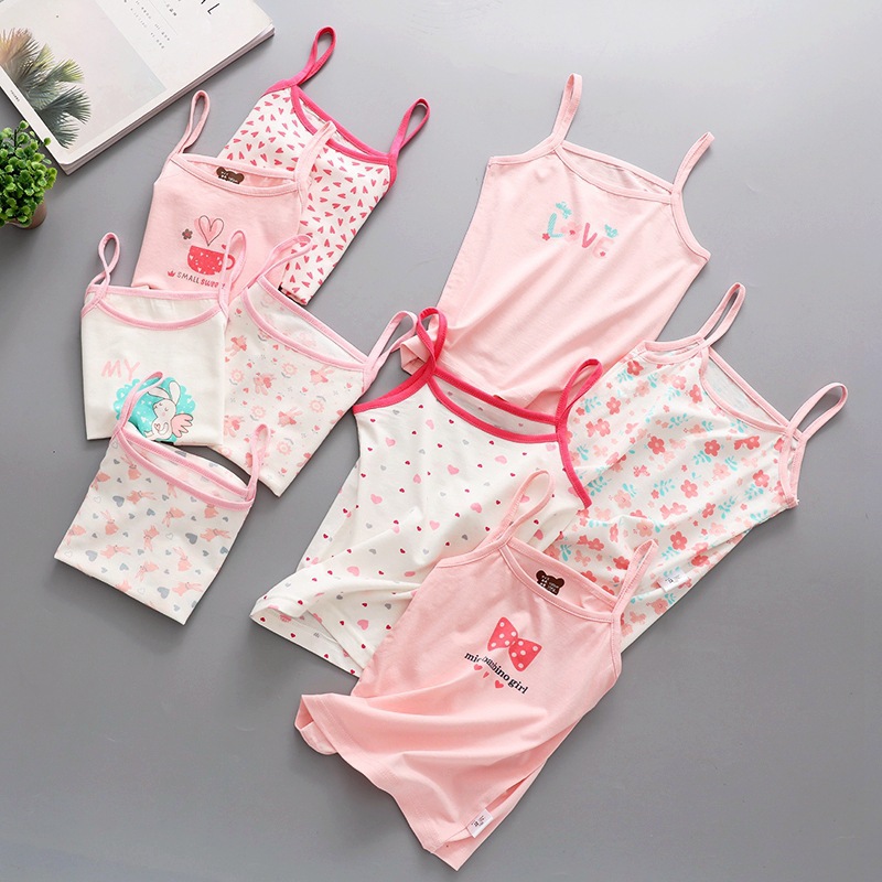 Children's clothing new pattern girl camisole pure cotton vest Cartoon printing baby spring and autumn Primer Halter tops A generation of fat