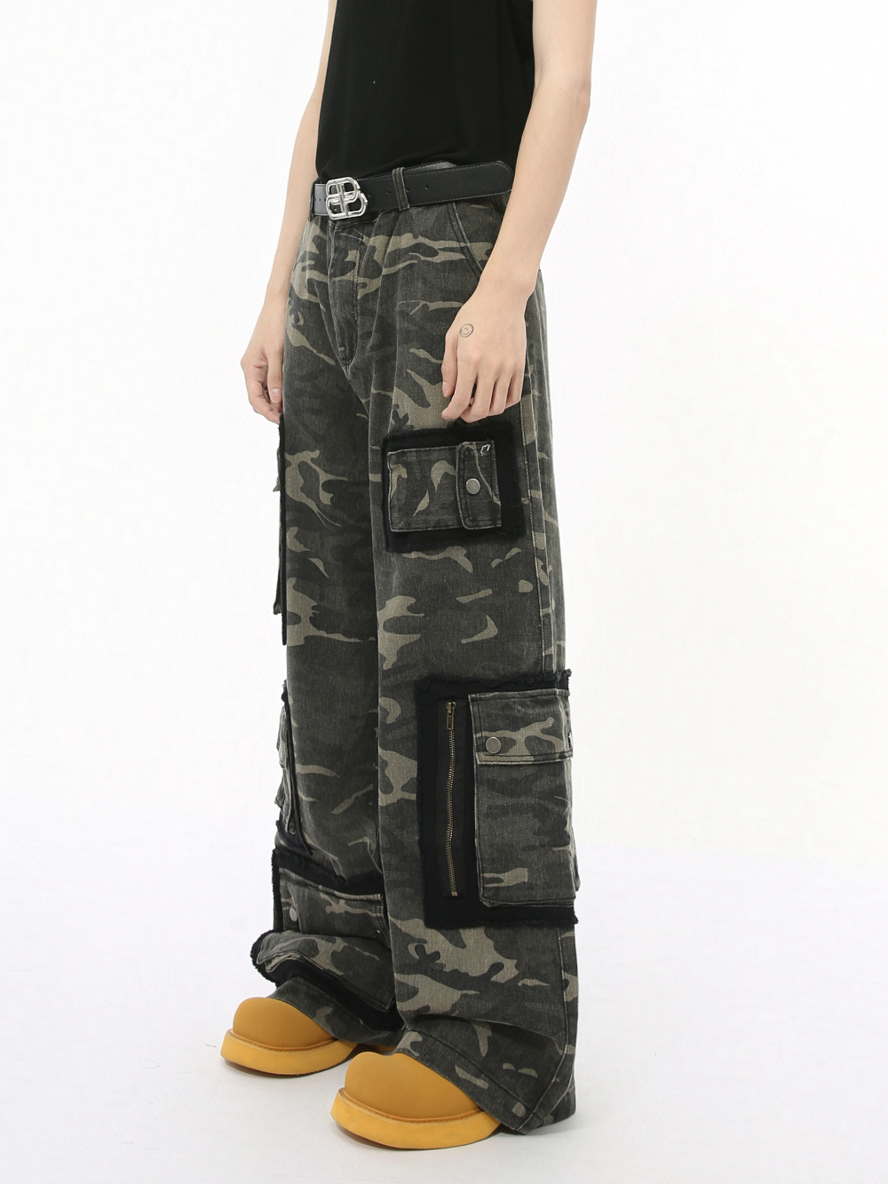 MTLCLOTHES Hombres| Otoño nuevo diseño personalizado de calles de alto nivel de bolsillo camuflado pantalones de trabajo recto