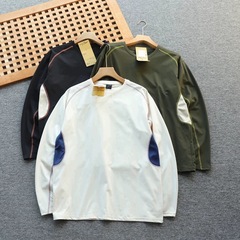山系户外！秋季情侣款运动透气舒是撞色拼接骑行服打底衫长袖T恤
