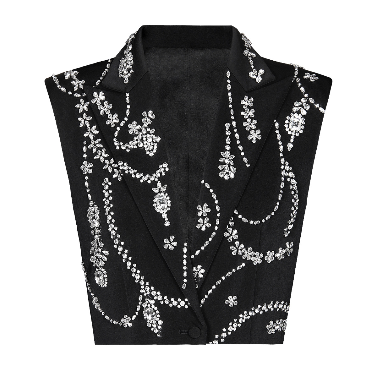 2455 In-Stock Summer New Fashion High-End Sleeveless Heavy-Duty Rhinestone-Studded Elegant Internet Celebrity Women's Suit Vest