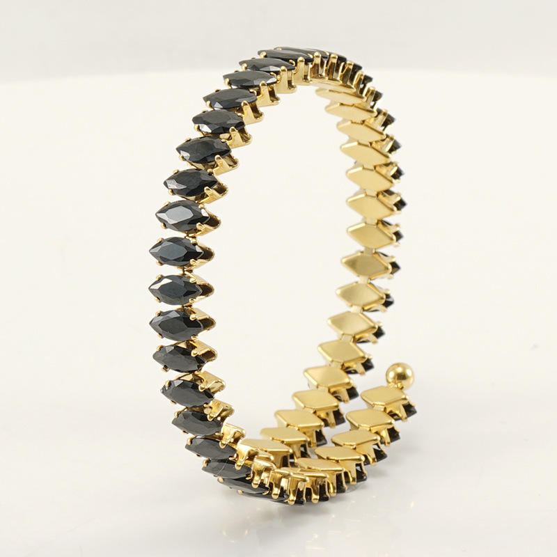 Bangle Classification 1 Piece Quantity Streetwear Solid Color Stainless Steel Inlay Zircon Bangle