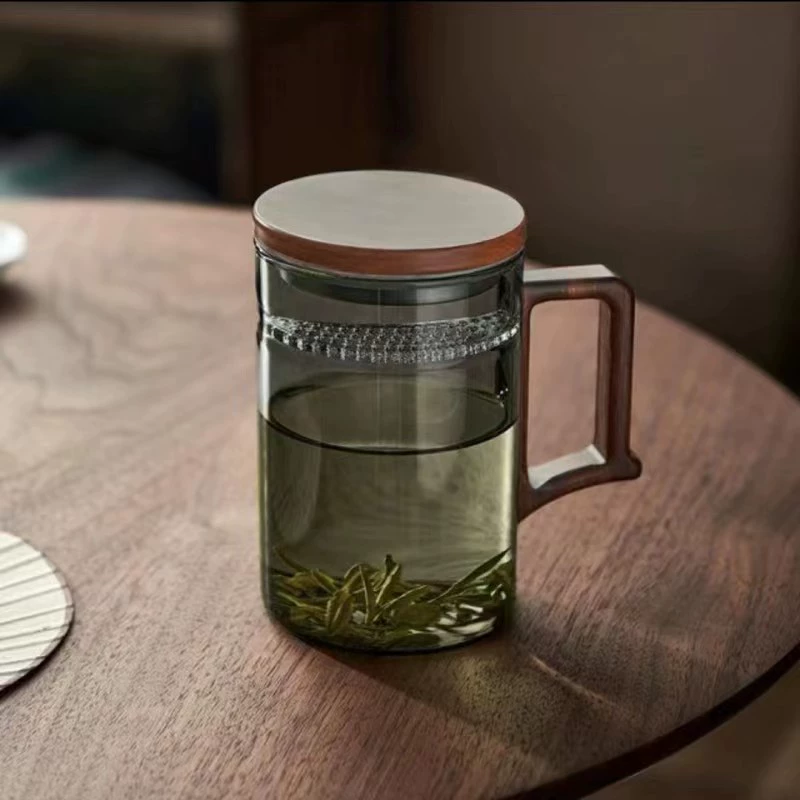 Glass green tea, tea cup, filter