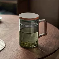 Glass green tea, tea cup, filter