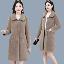 洋气妈妈仿水貂绒外套50岁60岁中老年女装宽松大码毛呢上衣女