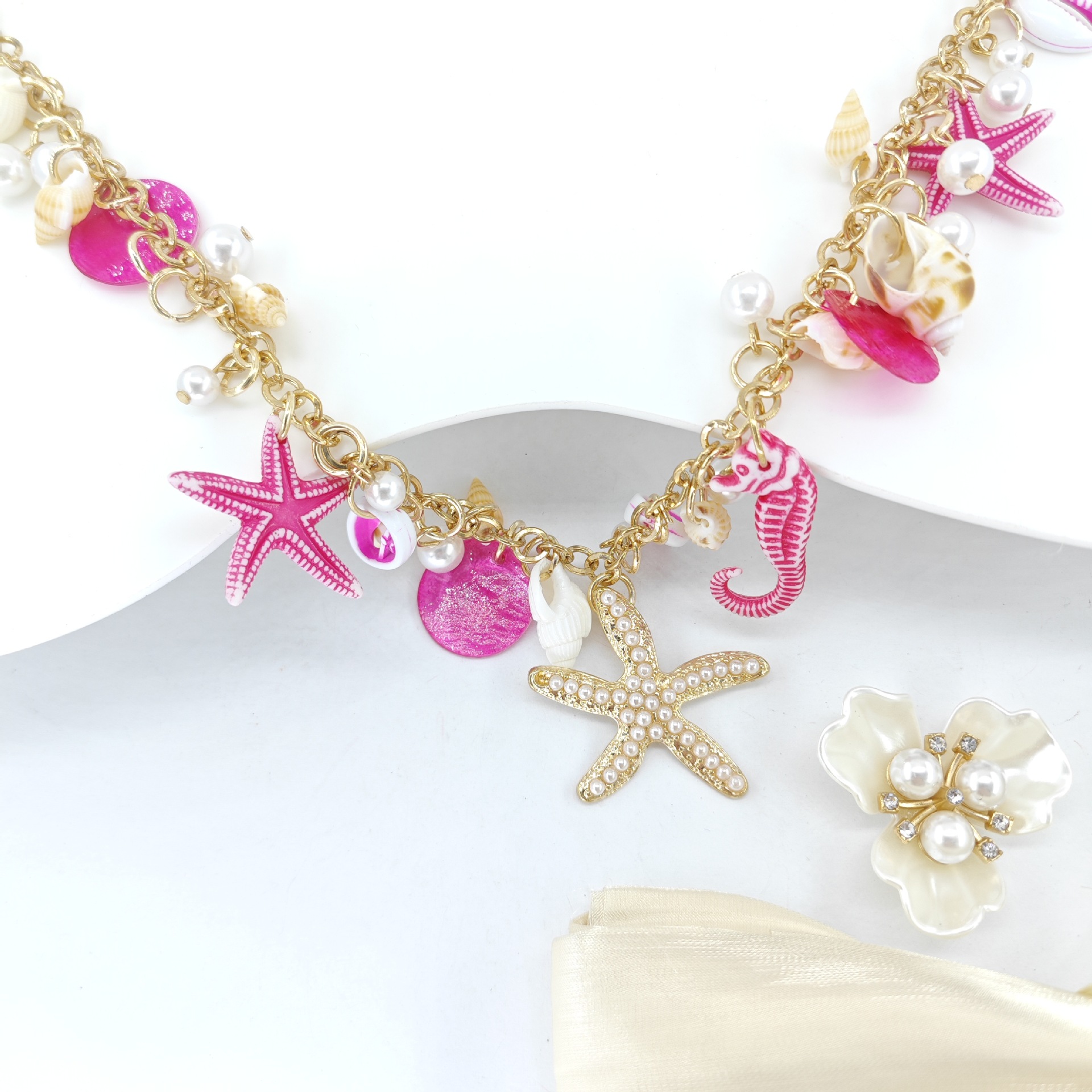 IG Style Beach Starfish Pearl Shell Metal Wholesale Pendant Necklace display picture 4