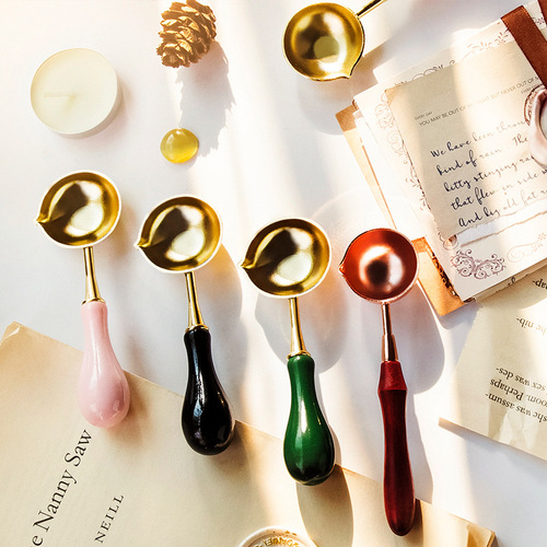 Fire paint spoon, solid wood alloy spoon, fire paint heating tool, matching furnace, retro literary seal spoon