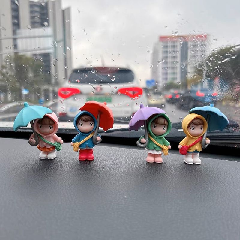 Lindo paraguas de dibujos animados niña consola central de coche adornos junto a la ventana decoración de muñeca de coche mini coche creativo
