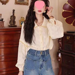 复古港风温柔衬衣休闲长袖衬衫女2025秋季新款宽松洋气设计感上衣
