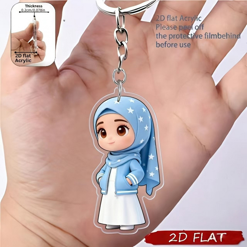 Colgante transfronterizo nuevo plano 2D niña acrílico llavero colgante mochila móvil bolsa de ejercicio colgante equipaje