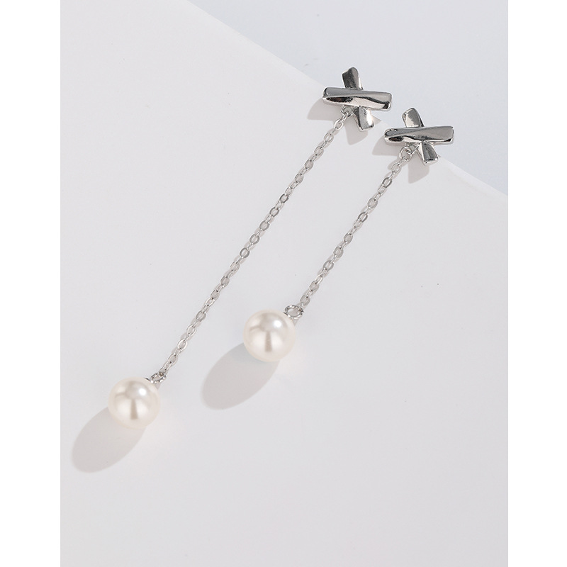 Pendientes de perlas de borla de plata esterlina 925 pendientes 2023 nuevo Super temperamento de hadas pendientes asimétricos de alta calidad para las mujeres