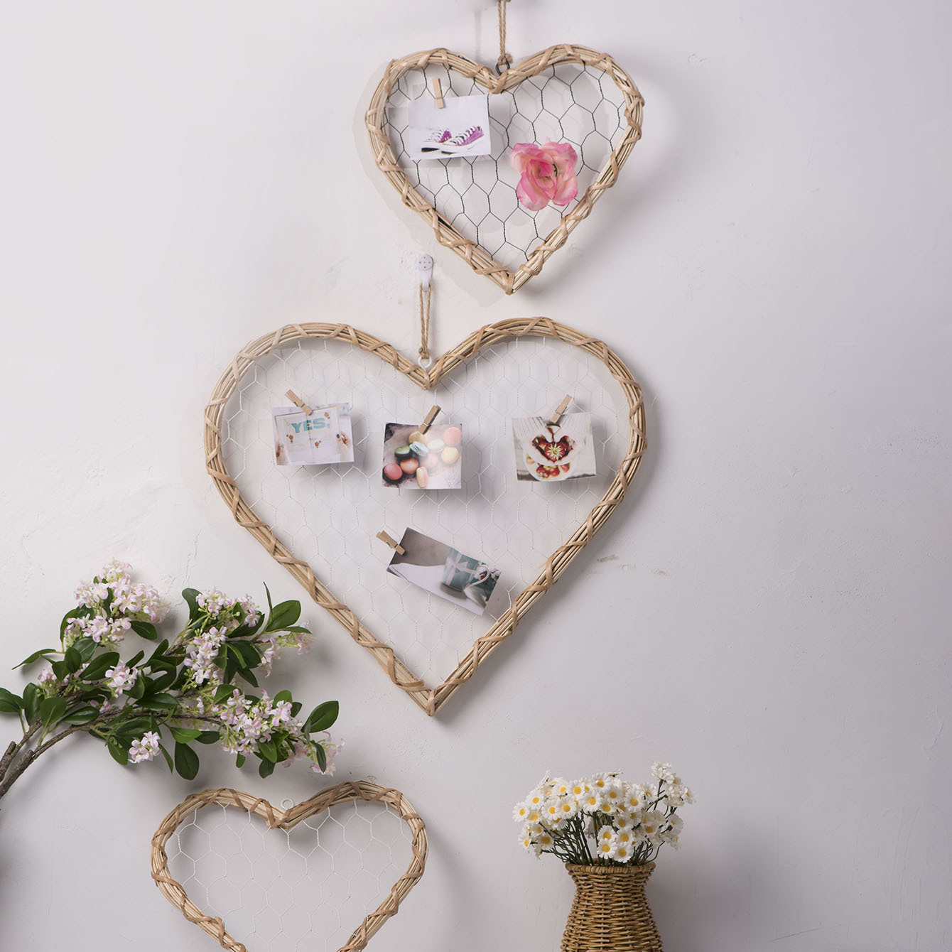 Marco de fotos decorativo tejido a mano en forma de corazón Advanced Advanced Interior Photo Decoration Pared de fotos colgante simple y creativo