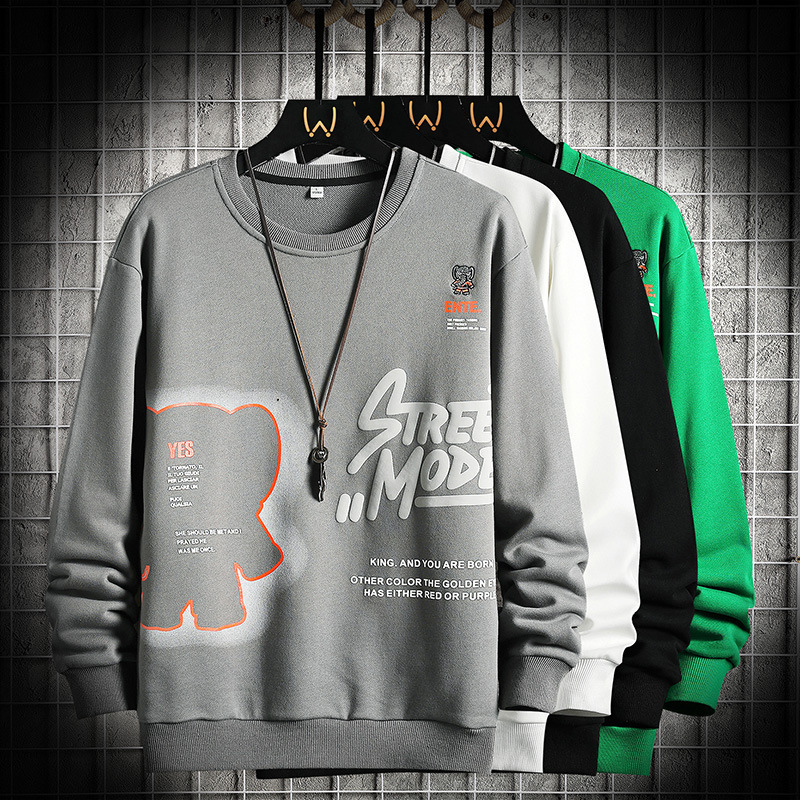 2025 New Spring and Autumn Round Neck Long-sleeved T-shirt Cotton Sweatshirt Top Clothes Loose Student Round Neck Sweatshirt Ins Trendy