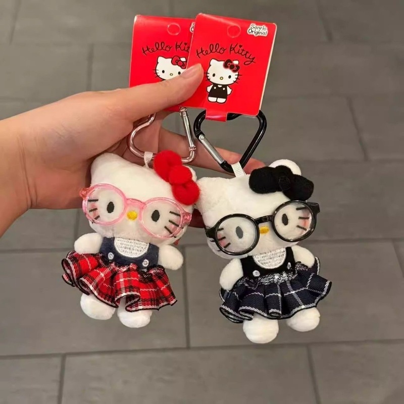英伦可爱眼镜kitty挂饰女生公仔书包挂件包包毛绒玩偶钥匙扣车挂|undefined
