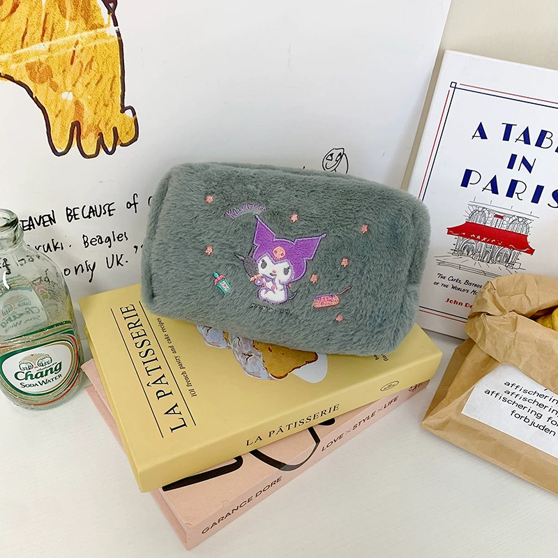 Плюшевый милый брендовый пенал, вместительная канцелярия, organizer bag, косметичка, вышивка, корейский стиль